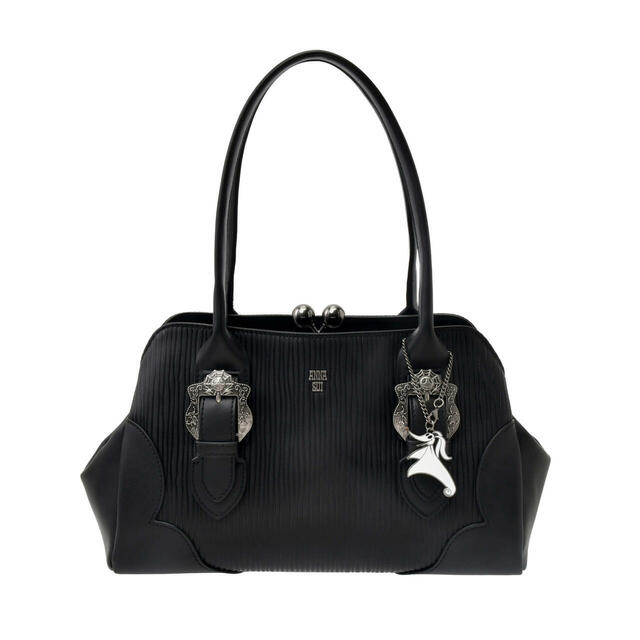 【ANNA SUI】ジャック・スケリントン＆ゼロ ハンドバッグ がまぐち バッグチャーム付き ストライプ 33,000円