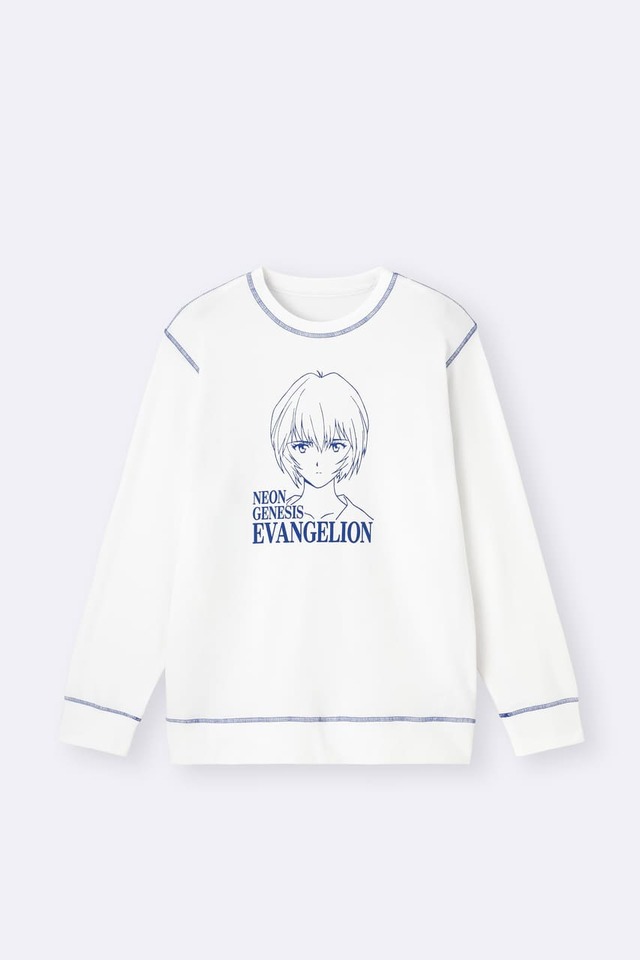 【GU『新世紀エヴァンゲリオン』スペシャルコレクション】「ストレッチソフトラウンジセット(長袖) EVANGELION」カラー: 00 WHITE　3,990円