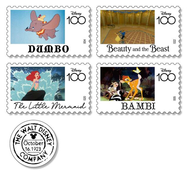 H賞 切手風ステッカーセット｜Happyくじ「Disney100」