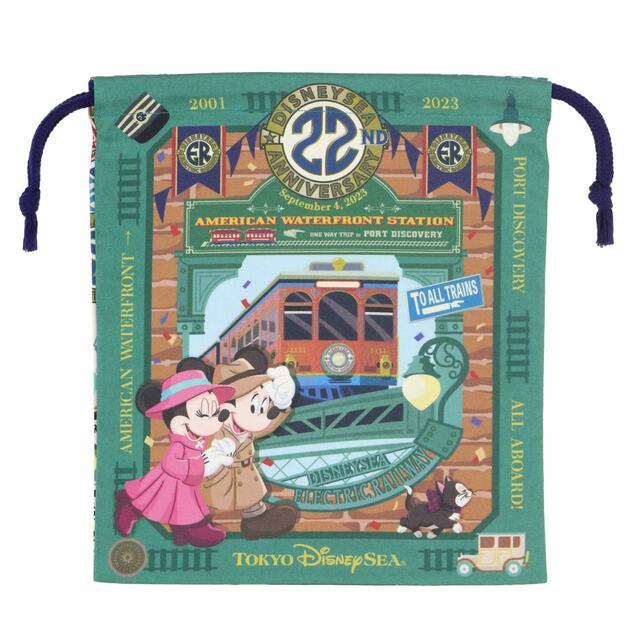 きんちゃく 850円｜東京ディズニーシー22周年記念グッズ｜販売店舗：東京ディズニーシー「スチームボート・ミッキーズ」｜発売日：2023年9月4日（月）