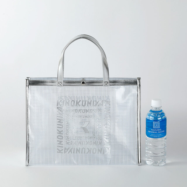 【紀ノ国屋 クリアミディアムバッグ】■サイズ ：本体 約タテ27cm×ヨコ36cm×マチ15cm