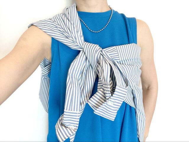 【coca エンボス加工マキシ丈ノースリーブワンピース】日焼けや冷房対策にシャツ合わせもおすすめ！