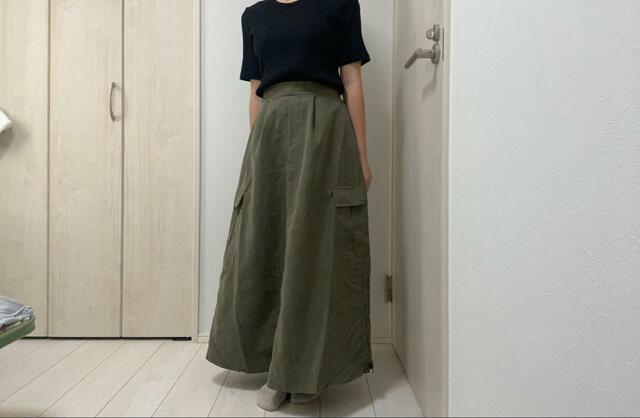 【ファッションセンターしまむら　レディース　スカート（近藤千尋）】暗すぎないので、トップスの色は暗めでも明るめでも合わせやすい色味です