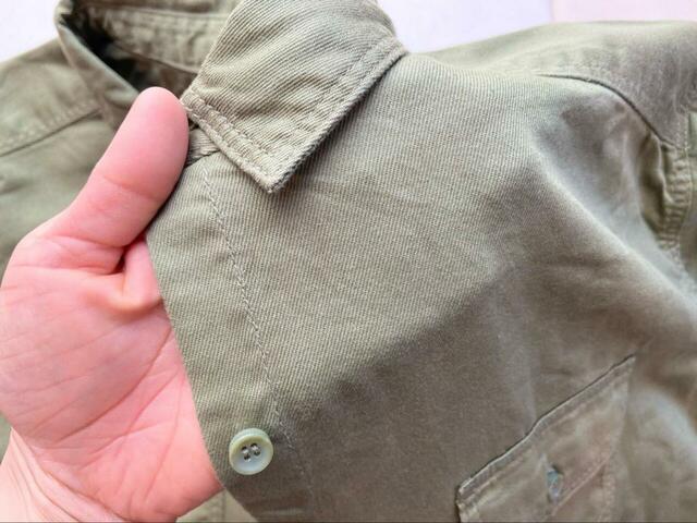 【AMERICAN HOLIC Wポケットシャツワンピース】コットン100％の柔らかい生地。透け感は一切ないので一枚でも着られます♪