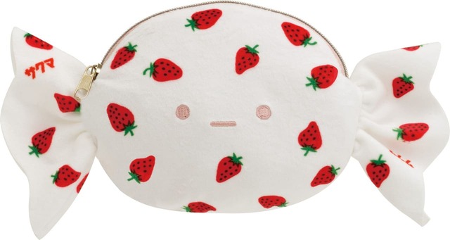 【すみっコぐらし×サクマいちごみるくキャンディ】「てのりぬいぐるみセット」3,300円　「てのりぬいぐるみ　たぴおか（いちごみるく）」と「キャンディポーチ」がセット！