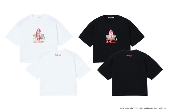 【MILKFED.×ハローキティ】「SUN-KISSED SURF S/S TEE」￥6,600（WHITE,BLACK/ONE SIZE）※オンライン限定