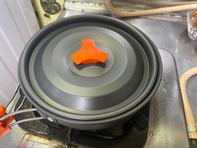 【ニトリ　キャンピングクッカー (13点セット)】フライパンにも蓋が使える！