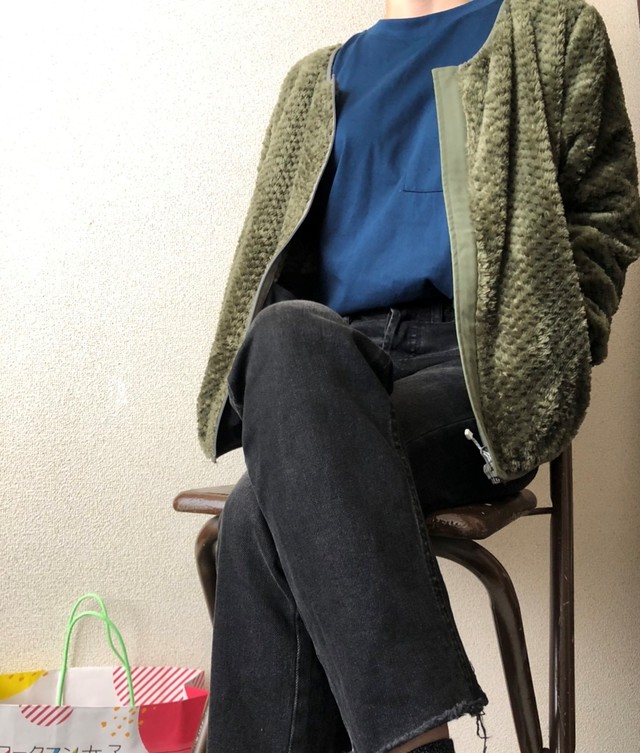 【#ワークマン女子】ヘビーウェイトコットン長袖Tシャツ×ダイヤフリースカーデガン×デニム