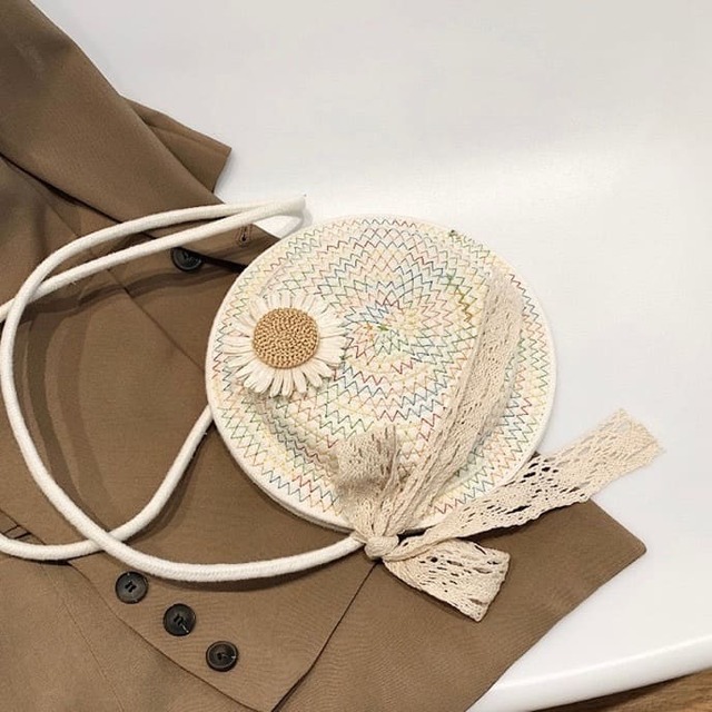 【GAACAL 「肩掛け帽子」コットン丸型ショルダーバッグ】カンカン帽のようなシルエットが可愛い