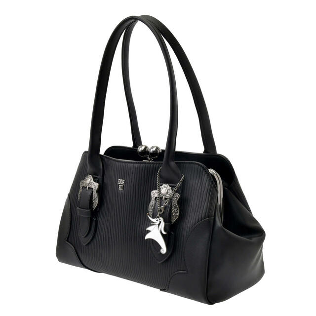 【ANNA SUI】ジャック・スケリントン＆ゼロ ハンドバッグ がまぐち バッグチャーム付き ストライプ 33,000円