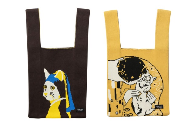 【Jubilee「Jubilee ニットトートバッグ 猫 犬 デザイン」】13 Black、12.Yellow