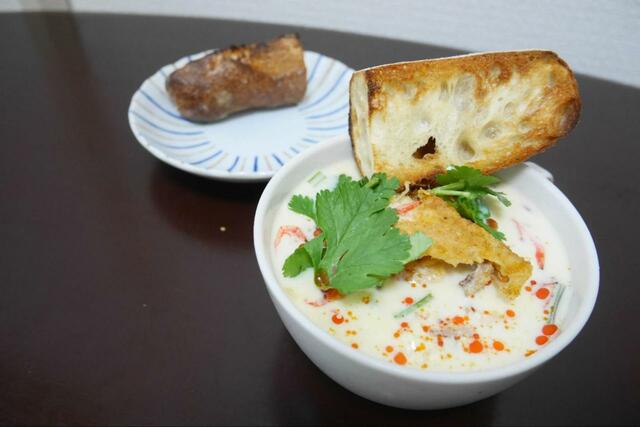 【ケンタッキー 豆乳スープ】桜えびとフライドオニオンで本格的に