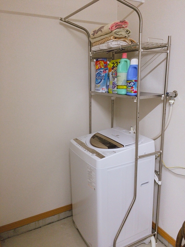 【ニトリ ステンレス洗濯機ラック】ラック使用後。一気に洗濯機周りがすっきり！