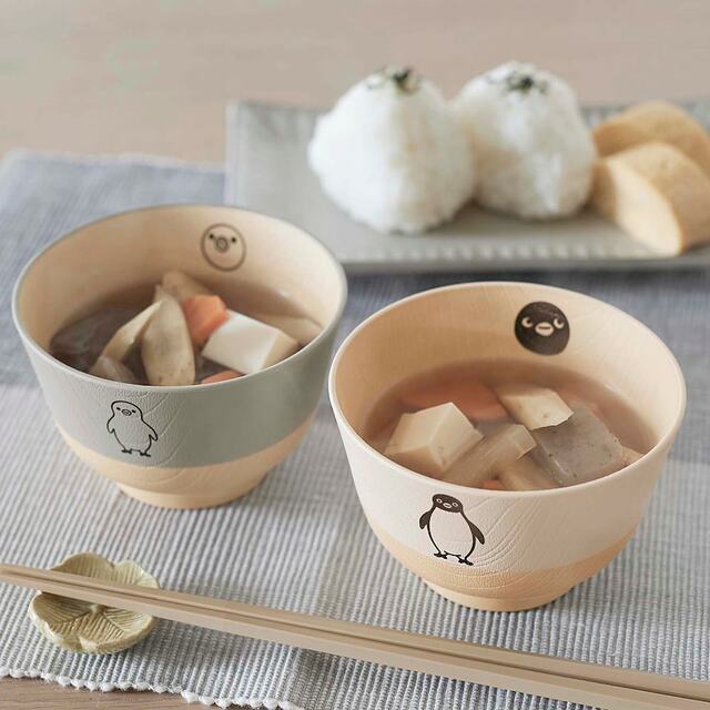 【ベルメゾン】Suicaのペンギン 優しい色合いの食洗機・レンジ対応汁椀2柄セット［日本製］　税込2,990 円