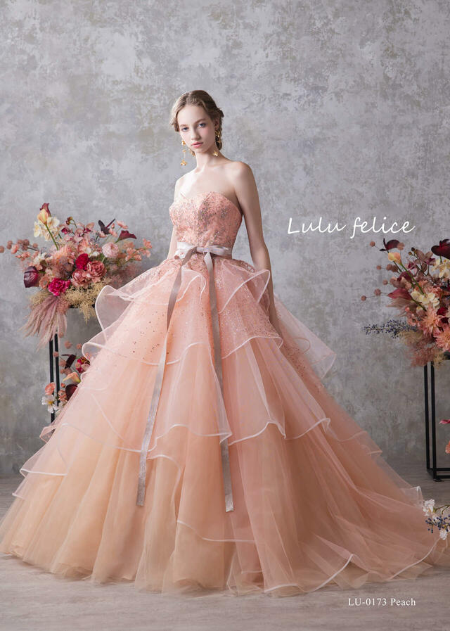 【クラウディア】「Lulu felice(ルル・フェリーチェ)」新作ウェディングドレス|LU-0173_Peach