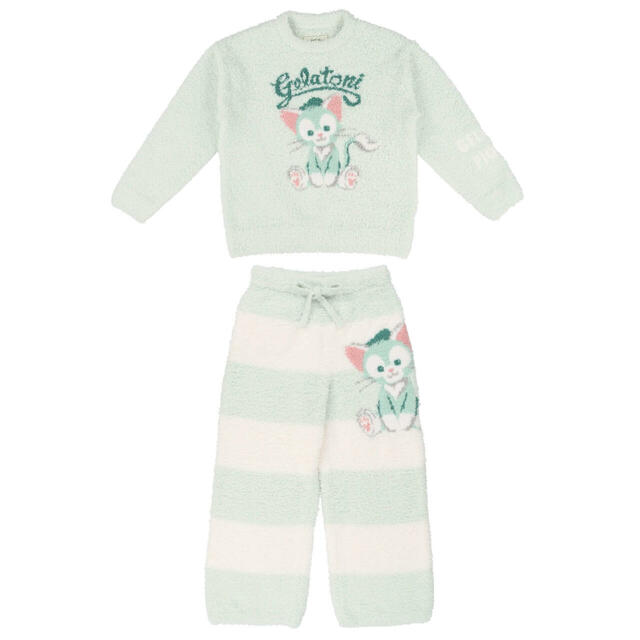 ルームウェアセット〈gelato pique〉 22,000円｜東京ディズニーシー「ダッフィー＆フレンズ20周年：カラフル・ハピネス」gelato pique(ジェラート ピケ)プロデュースグッズ｜販売店舗：東京ディズニーシー「マクダックス・デパートメントストア」｜発売日：2025年10月2日（木）