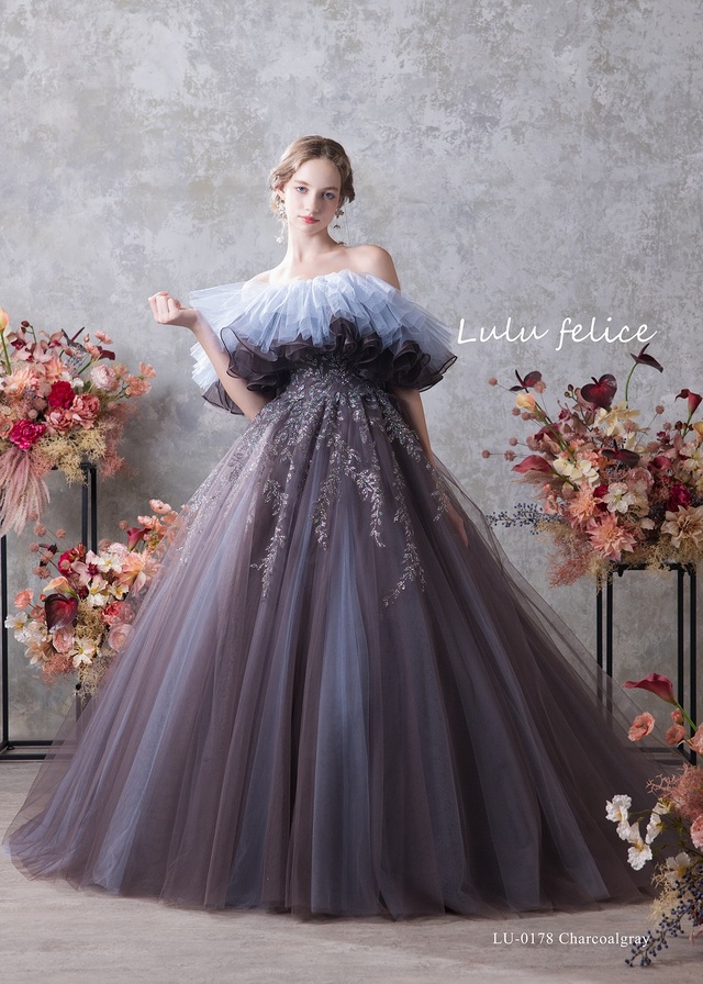 【クラウディア】「Lulu felice(ルル・フェリーチェ)」新作ウェディングドレス|LU-0178_Charcoalgray