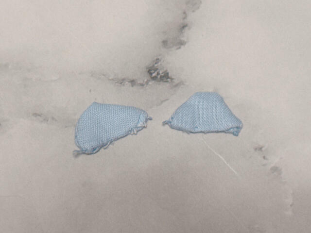 お耳も2枚ずつ中表に合わせて縫います。これが2番目に難しかった工程！