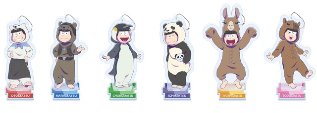 セガコラボカフェ おそ松さん×しろくまカフェ スタンド付きビッグアクリルキーホルダー　（全12種）各1,200円（税込）