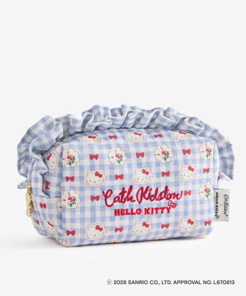 【Cath Kidston × Hello Kitty】フリルポーチ Sax 6,600円／フリルトートとお揃いの、心があたたかくなるアート