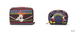 左 Minnie Stripe【TAB XL レクタングラー コスメティック】H16×W22×D6cm ￥8,800 右 Rainbow Dome【ミディアム ドーム コスメティック】H13×W20×D8cm ￥6,050