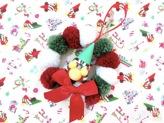 ぽんぽんリースに巻きつけるだけ