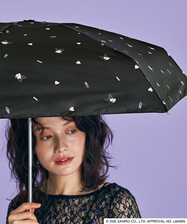 【サンリオ×Wpc. 遮光キャラフレンズミニ】パープル(クロミ)／親骨50cmのコンパクトサイズながら、UVカット率100%・遮光率100%・UPF50+の高機能生地を使用