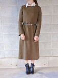 【UNIQLO コットンブレンドフレアワンピース（長袖）】細ベルトは上品な雰囲気
