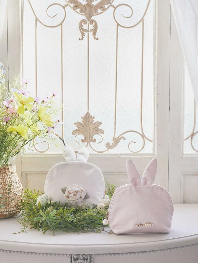 ラビットポーチ  カラー：Ivory/PinkBeige  価格　：￥4,500