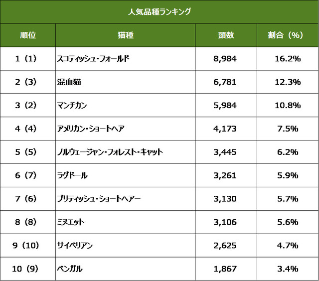 人気猫種ランキング2022