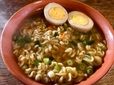 【カルディ　三養　カムジャ麺　（じゃが芋ラーメン）】ゆで玉子をトッピングしていただきます！