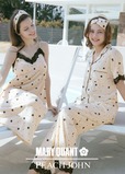【MARY QUANT×PEACH JOHN】「デイジーレースシャツパジャマ」「デイジーレースワンピ(カップ付き)」/デイジーモチーフと“MARY QUANT”の筆記体調のロゴ、そしてドットの総柄がキャッチーなルームウェア