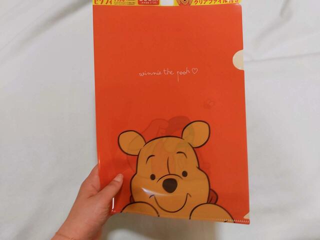 【ゼクシィ7月号】付録「くまのプーさん・タテ型保冷バッグ」セブン‐イレブンで貰える「くまのプーさんファイル」の表面は鮮やかなオレンジで、とってもかわいい