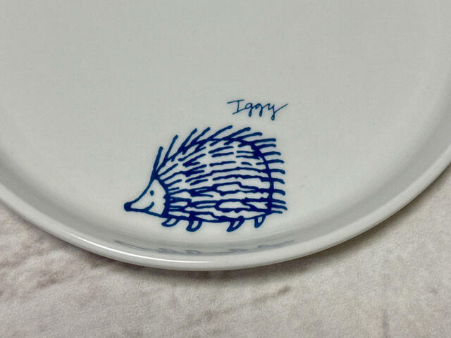 【cookpad plus 2025年春号付録】小さめサイズのイギーたちがお皿の縁の方にプリントされています♪