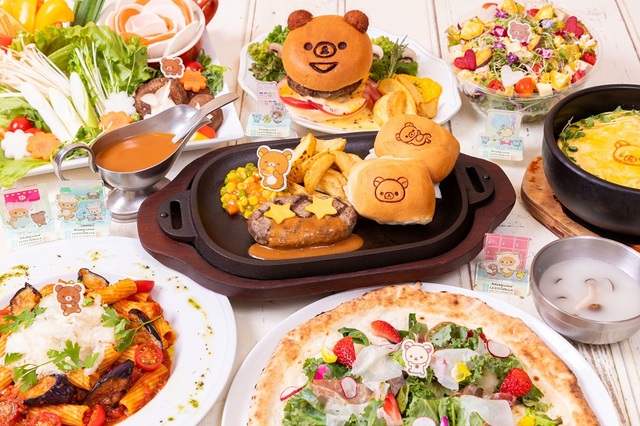 「ねこねこの湯コラボメニューイメージ ※一部抜粋（本写真は7店舗分の7メニュー）」【リラックマ×ラ チッタデッラ大型コラボ】