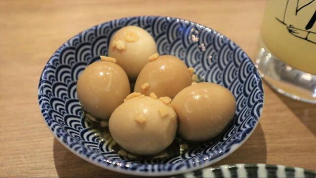 【プロント うずらの味玉】ニンニクがきいていて、これだけで1杯飲める