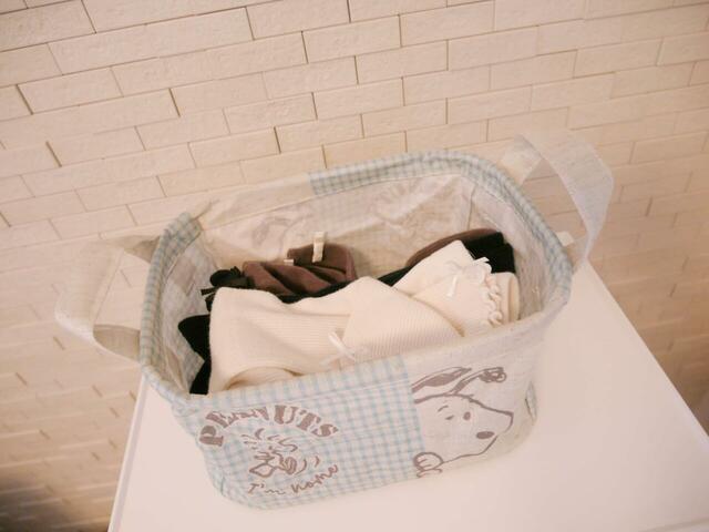 【ベルメゾン　ファブリックボックス2個セット「スヌーピー」｜￥3,290 （税込）】こまごまとした衣類の仕分けにも便利♪