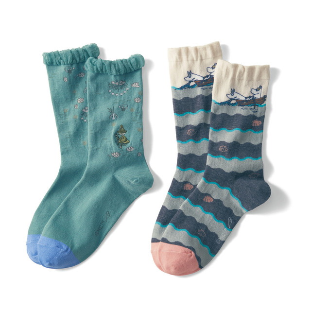 クルー丈ソックス［２柄セット］ 「ムーミン」｜￥1,290 （税込）