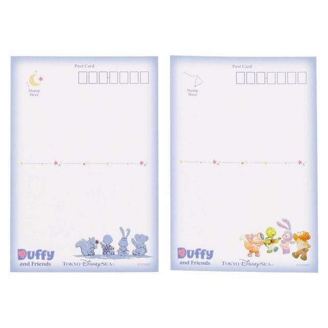 ポストカードセット 750円|サイズ:(ポストカード)縦約15×横約10cm、2枚セット、シール:(シート大)縦約13.5×横約11.2cm(シート小)縦約5.2×横約11.2cm|「ダッフィー&フレンズのサマーナイト・メロディー」スペシャルグッズ|東京ディズニーリゾート40周年“ドリームゴーラウンド”|発売日:2023年7月3日(月)|販売店舗:東京ディズニーシー「マクダックス・デパートメントストア」