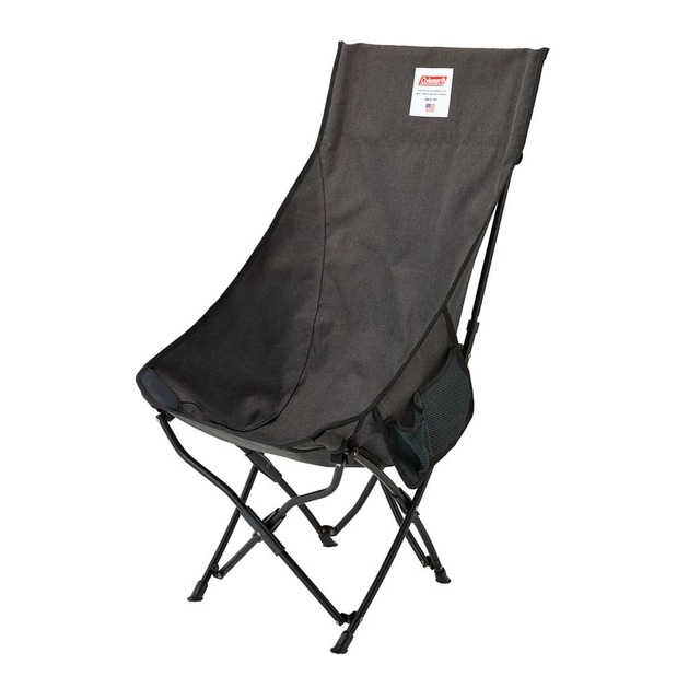【コールマン / ファイヤーサイドヒーリングチェアNX HB（ヘザーブラック）】頭までゆったり寄りかかってリラックスできるロースタイルのハイバックチェア