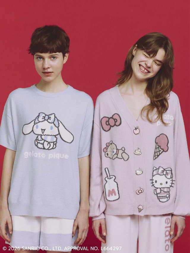 【ジェラピケ×サンリオ】【レディース】スムーズィーセットアップ ¥14,300、【レディース】スムーズィーカーディガン ¥12,430、【レディース】裏毛ロングパンツ ¥8,690
