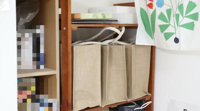 【無印良品 ジュートマイバッグ】細かなものを入れて並べると、棚のごちゃつきもすっきり！