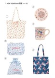 【キャス キッドソン】「2026 NEW YEAR BAG 雑貨5点セットBows & Rose 002」9,900円／マグカップ、プレート、トートバッグ、フリルティッシュポーチ、ドローストリングポーチ