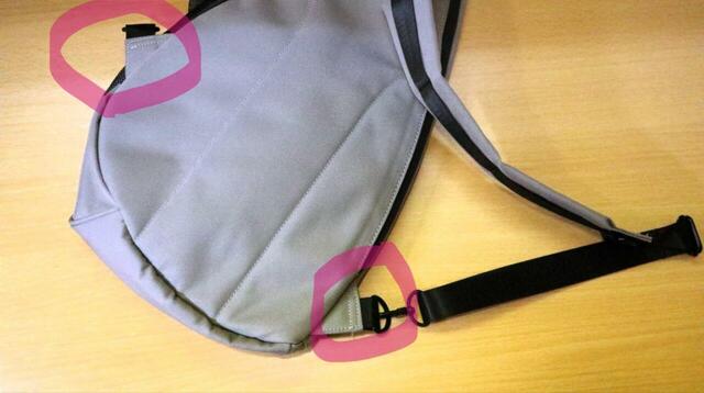 【niko and ...（ニコアンド） オリジナル撥水スリングバッグ】ショルダーベルトは2ヶ所に接続可能で、体格や利き手、その日の気分に合わせて変更OK！