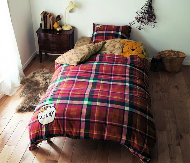 先染めチェックとマイクロファイバーの掛け布団カバー「くまのプーさん」|¥8,990~10,990 (税込)