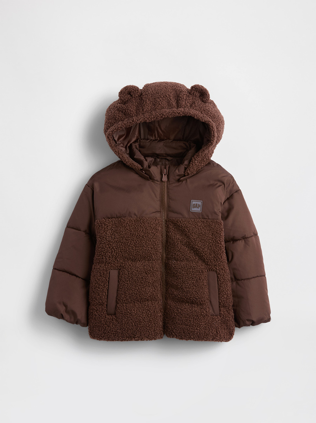 【Gap 2025ブラックフライデーイベント】トドラーボーイズ リサイクル ボア くまさん パファージャケット (税込13,900円)※80~110cm展開