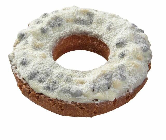 「白いブラックサンダーファッション」<価格:テイクアウト216円/イートイン220円>【ミスドとブラックサンダーがハロウィーンコラボ!「チョコレート」や「ポン・デ・いちご」がおいしさ感電級〝ブラックサンダーモンスター”に!】