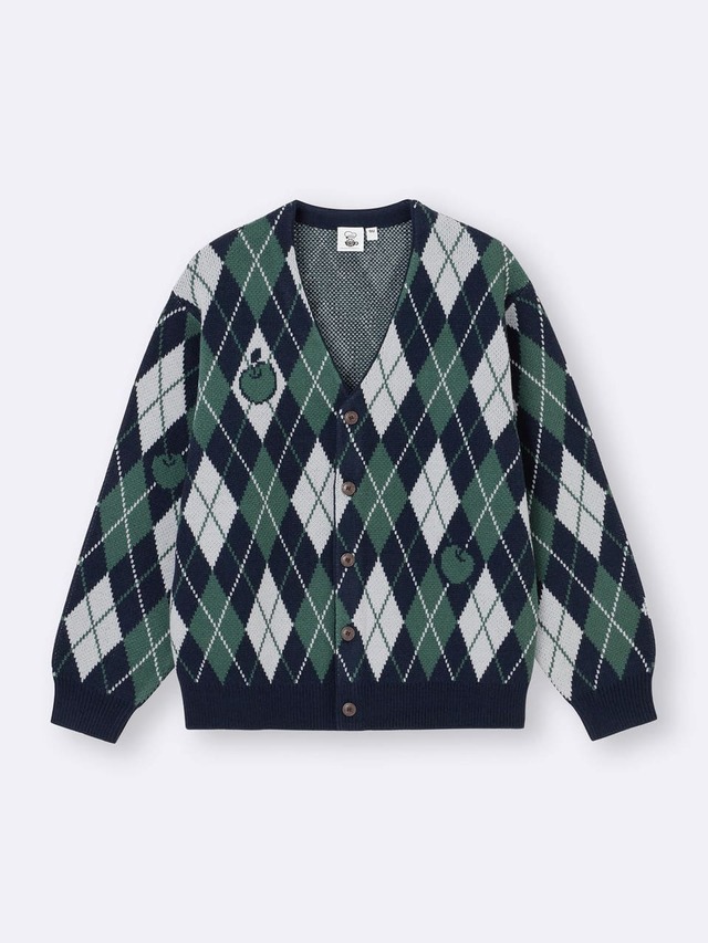 【GU×星のカービィ】メンズ「Vネックカーディガン Kirby」69 NAVY　￥3,990