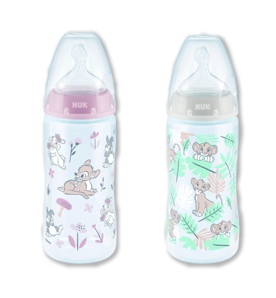 プレミアムチョイス ほ乳びん プラスチック 300ml （バンビ・ライオンキング）｜各1,980円 （税込）