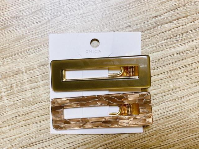 【3COINS ムジマーブルスクエアクリップ2個セット】夏にぴったりな色合いが可愛い